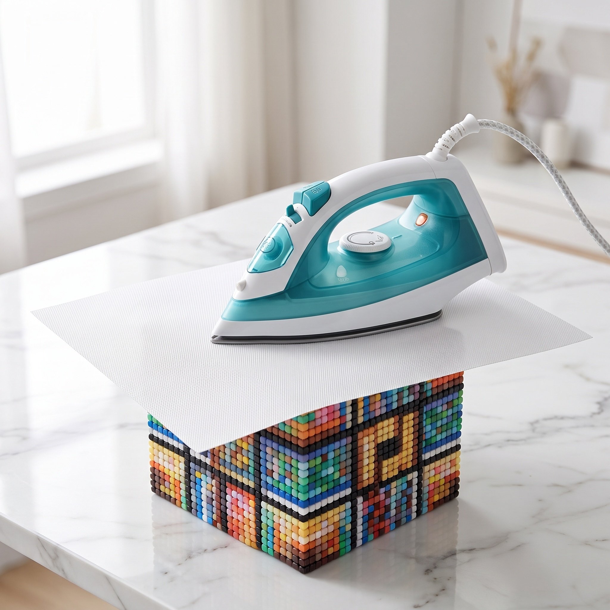 Heat Resistant Mat - 5枚入りヒューズビーズアイロンペーパー、テクスチャード加工のノンスティック耐熱マット、ビーズアートクラフトツール用再利用可能なアイロンシート