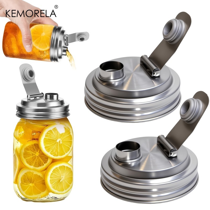 Mason Jar 8Oz - 1/2パック メイソンジャー ステンレス製 注ぎ口付き蓋、再利用可能なメイソンジャー蓋、86MMボール広口メイソンジャー用、漏れ防止シール