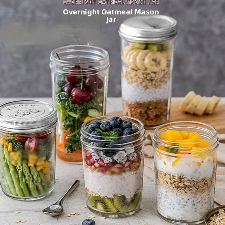 大きな口のガラス製メイソンジャー 密閉容器 透明 スケール付 - Mason Jar 8Oz のレビューと価格