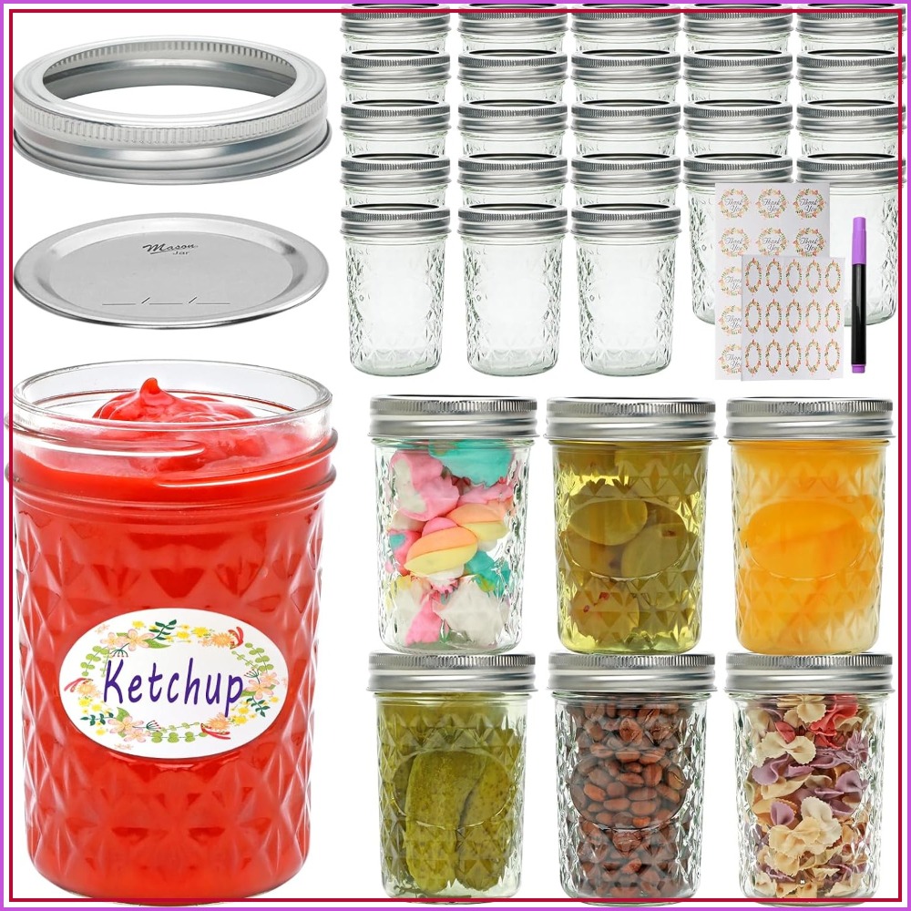 30個入り 8オンス メイソンジャー 気密蓋付き、蜂蜜、ゼリ - Mason Jar 8Oz のレビューと価格