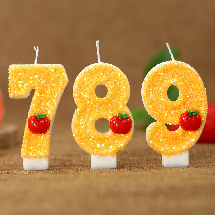 赤いリンゴの新鮮な黄色のデジタルバースデーキャンドル - パ - Candle Supply のレビューと価格
