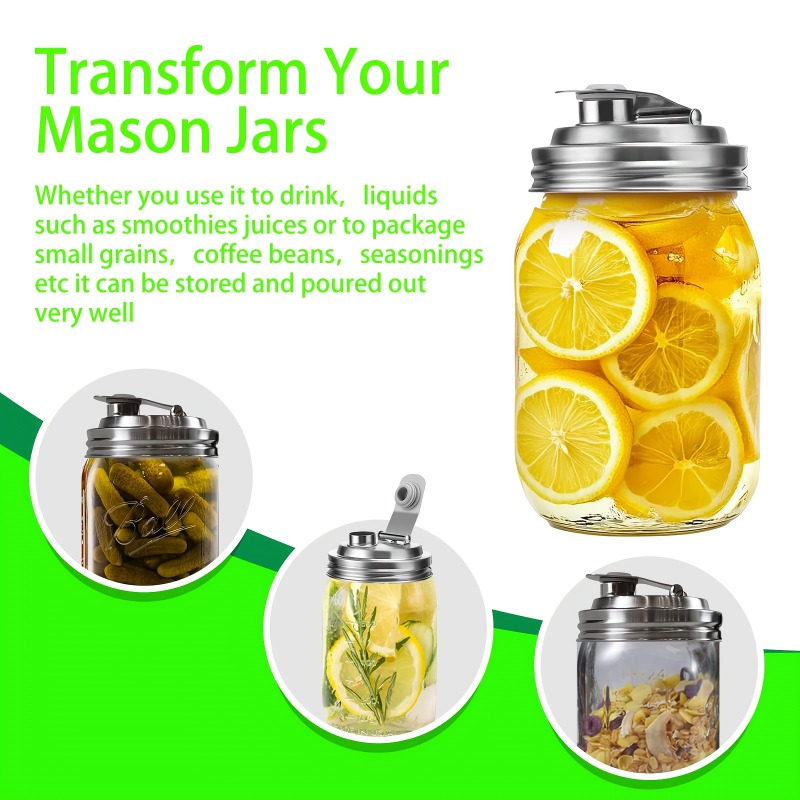 1/2パック メイソンジャー ステンレス製 注ぎ口付き蓋、再 - Mason Jar 8Oz のレビューと価格